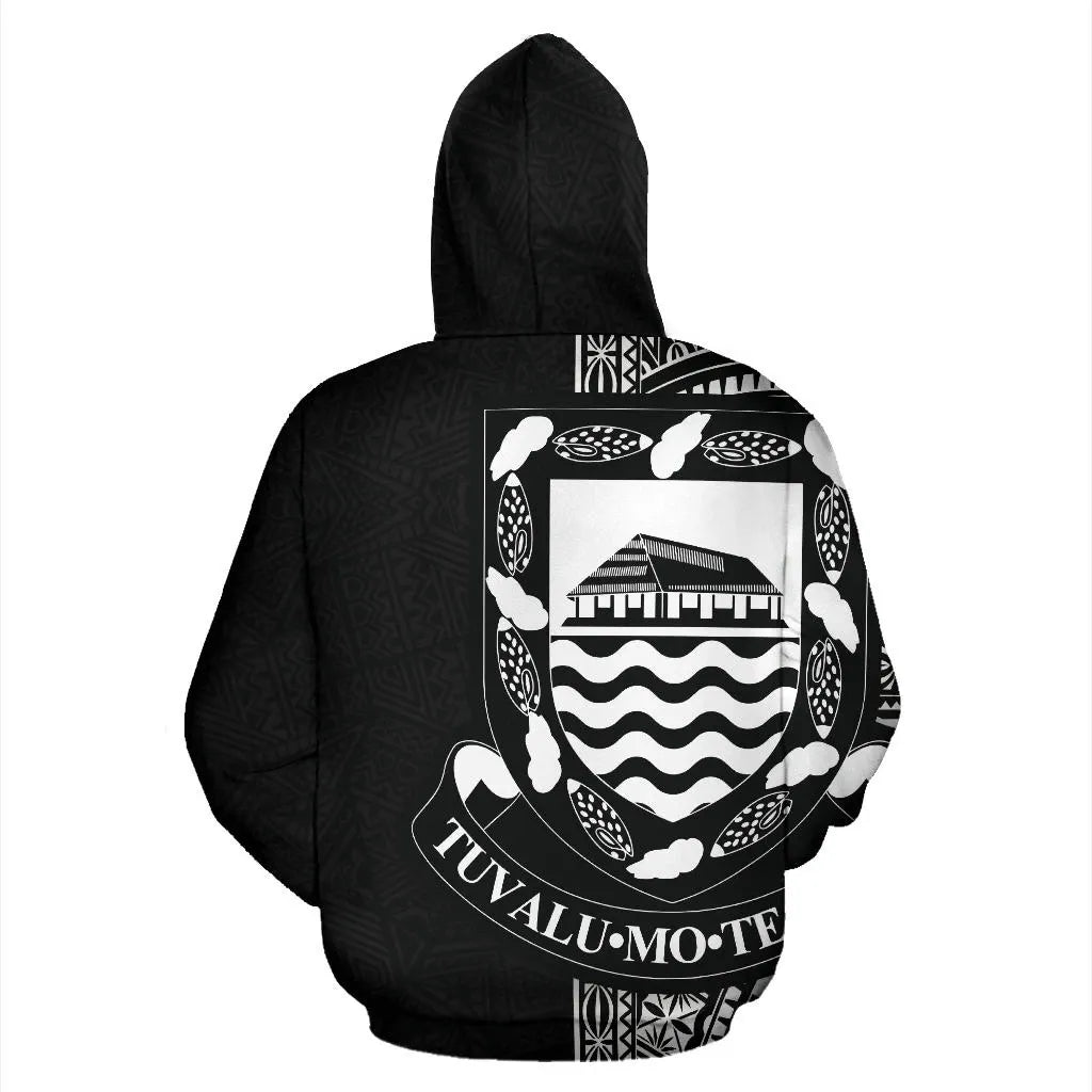 Tuvalu Polynesian Hoodie Line Black