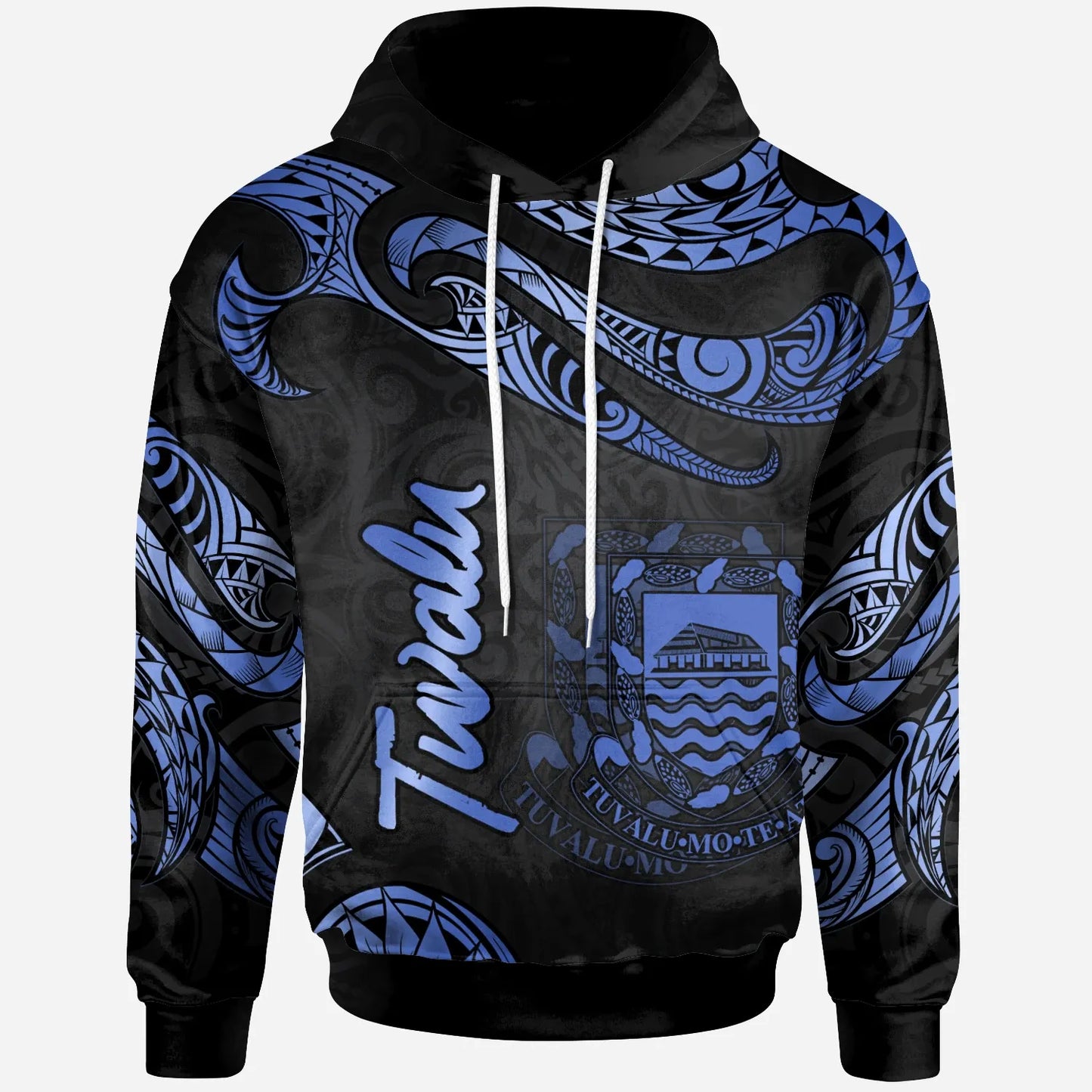 Tuvalu Polynesian Hoodie - Poly Tattoo Blue Version