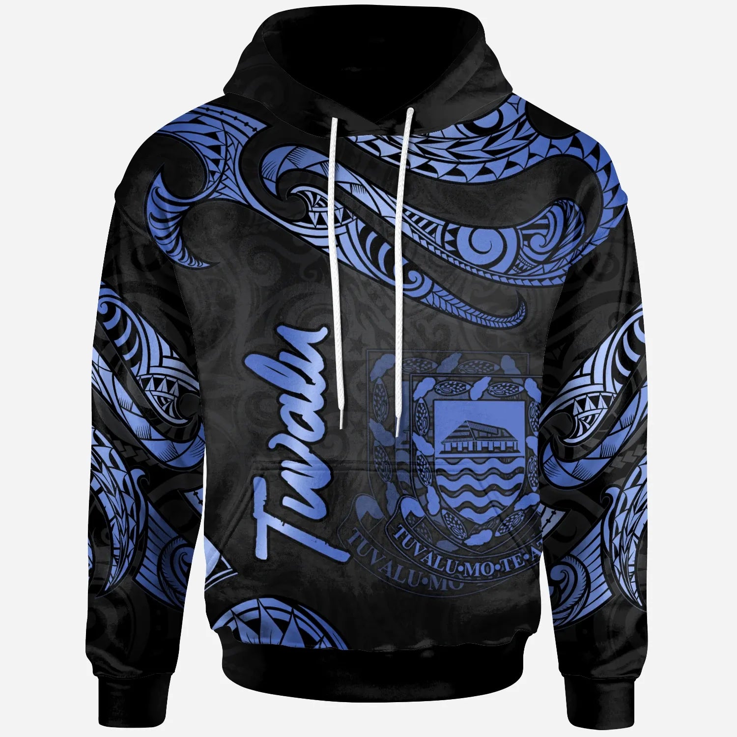 Tuvalu Polynesian Hoodie - Poly Tattoo Blue Version