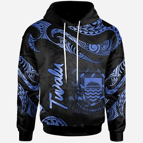 Tuvalu Polynesian Hoodie - Poly Tattoo Blue Version