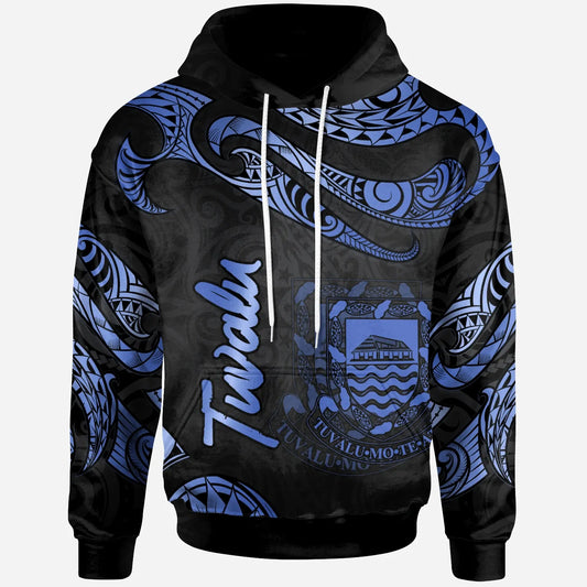 Tuvalu Polynesian Hoodie - Poly Tattoo Blue Version