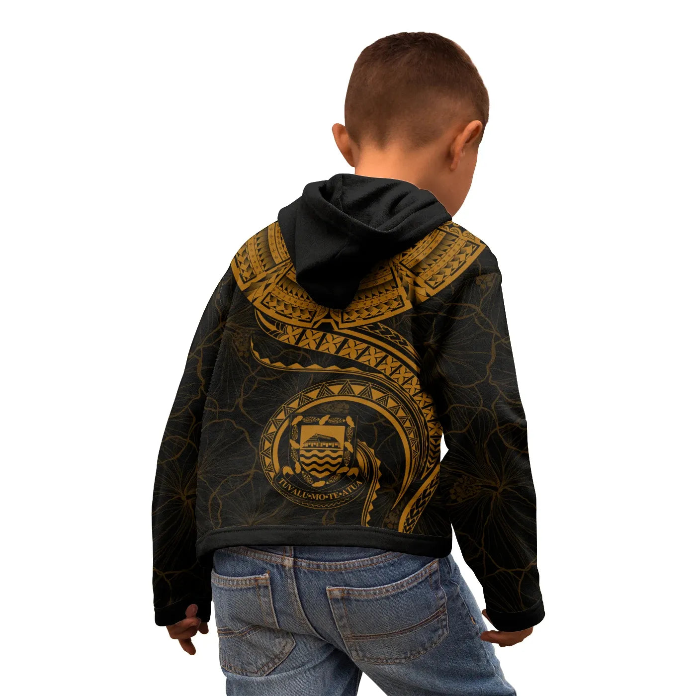 Tuvalu Polynesian Hoodie - Tuvalu Waves (Golden)