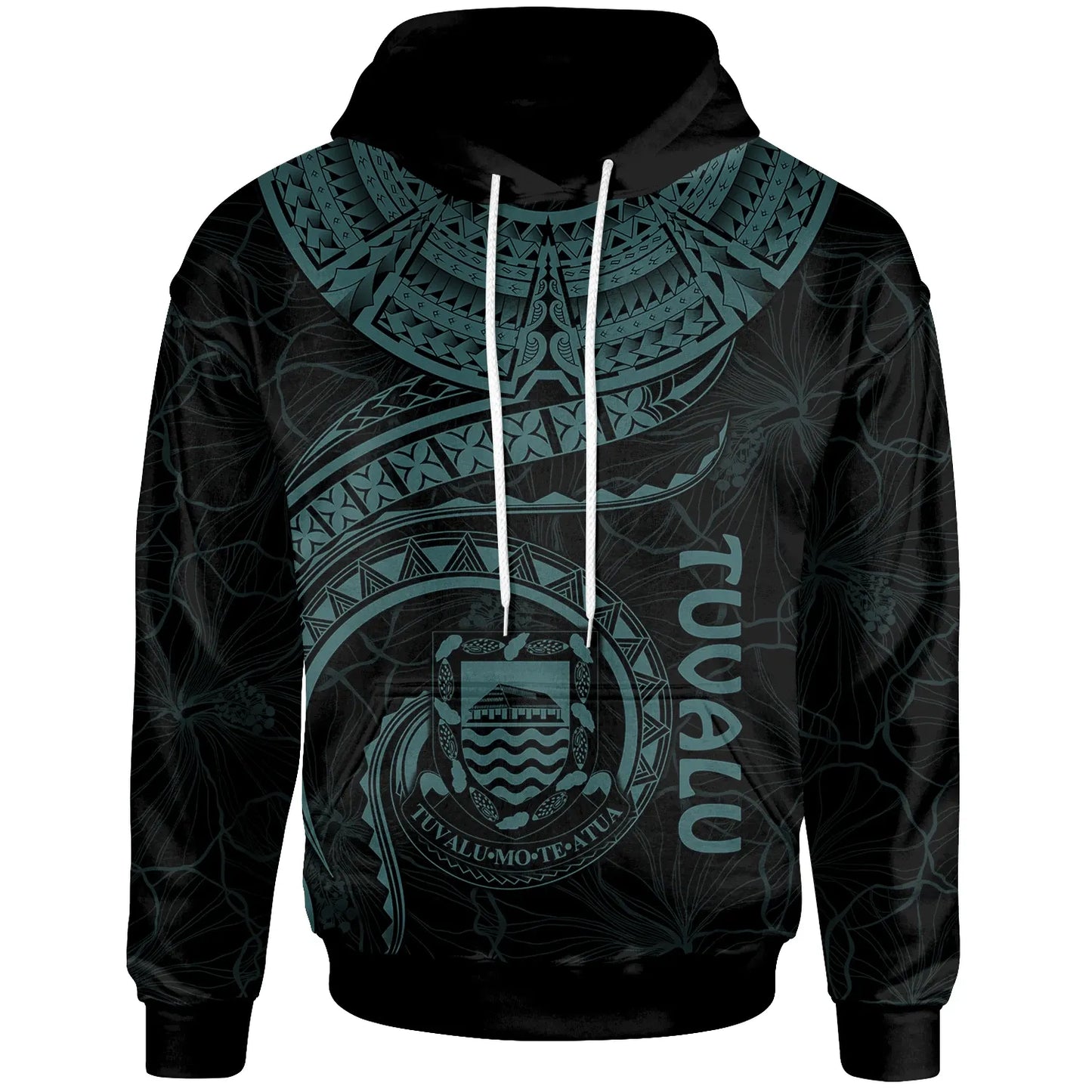 Tuvalu Polynesian Hoodie - Tuvalu Waves (Turquoise)