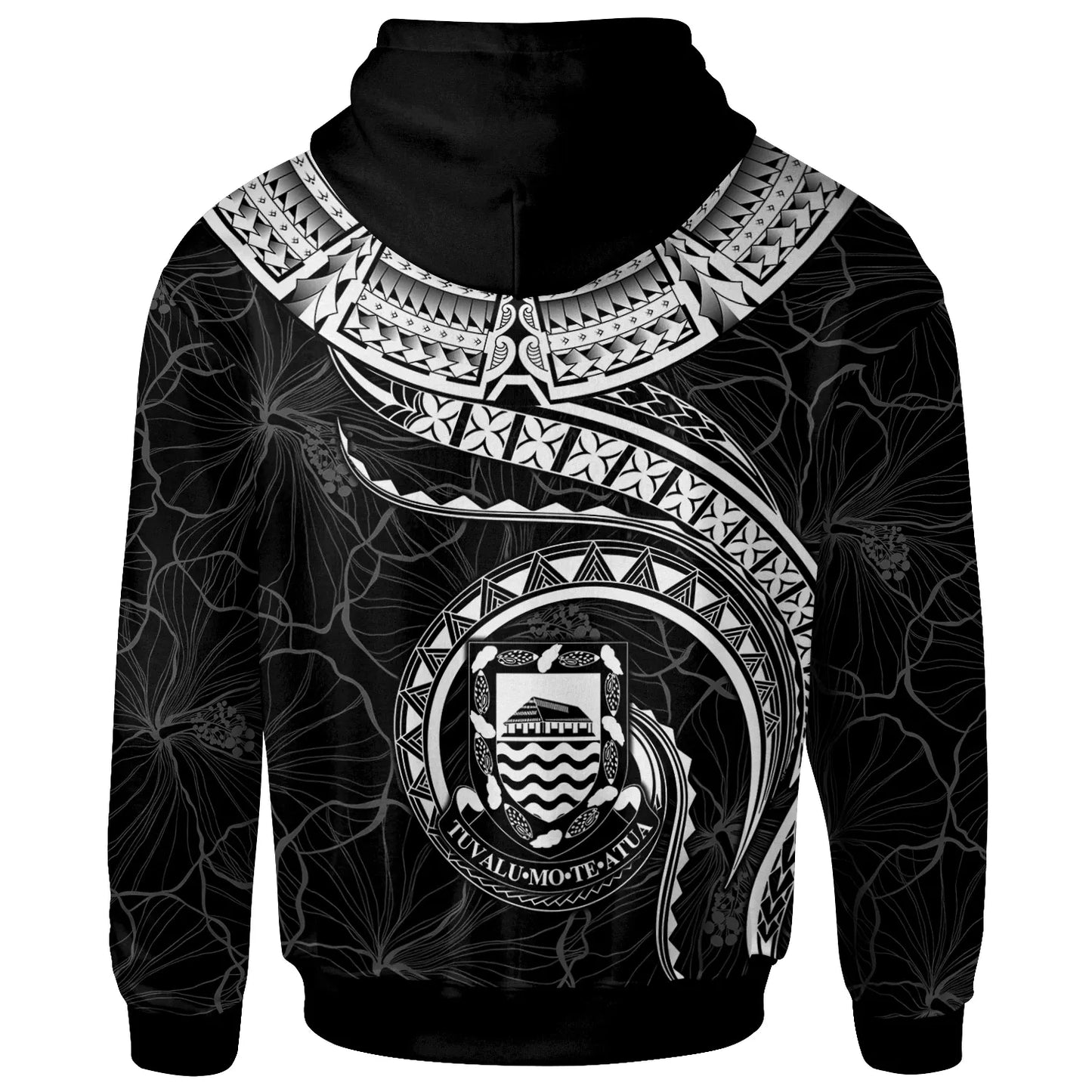 Tuvalu Polynesian Hoodie - Tuvalu Waves (White)