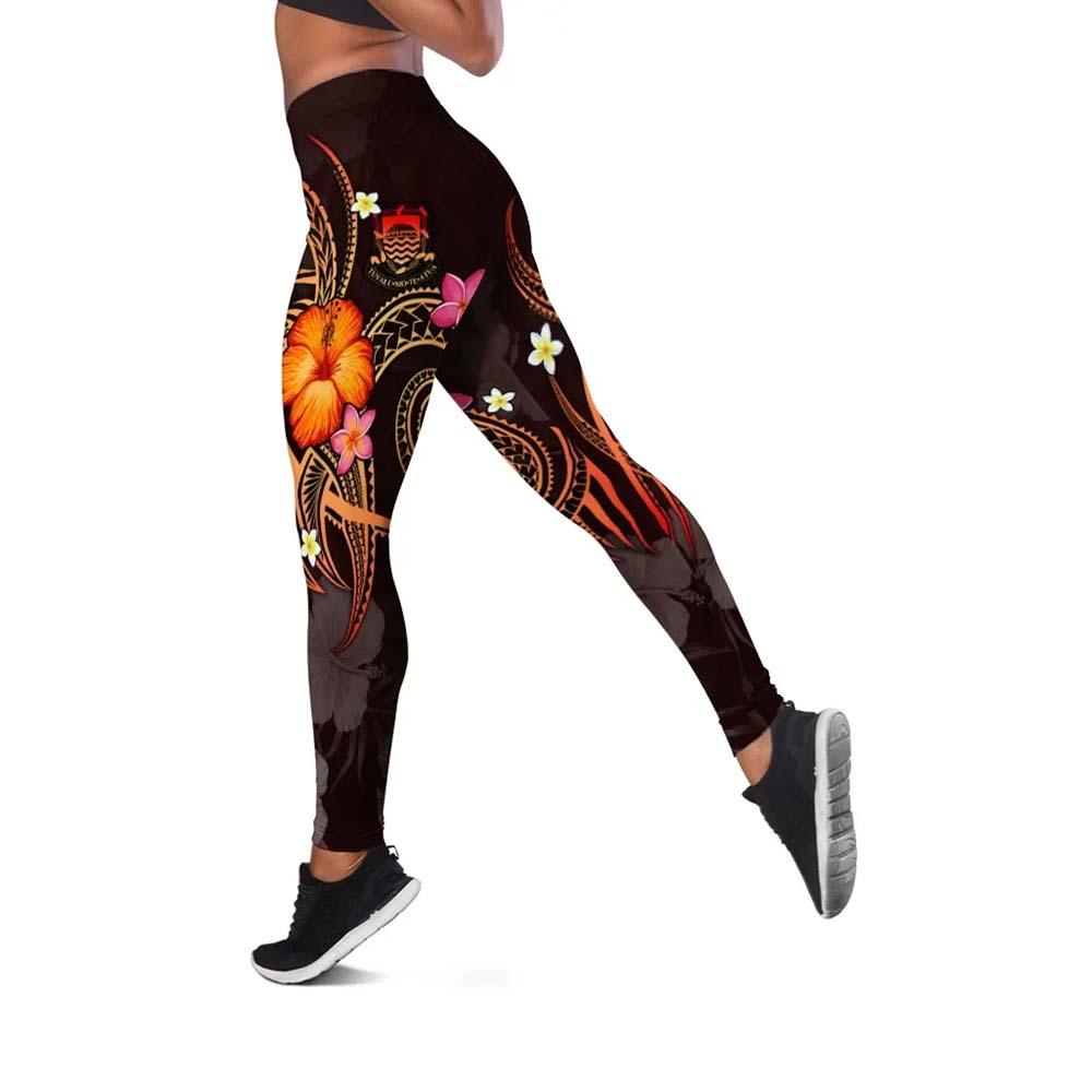 Tuvalu Polynesian Legging - Legend of Tuvalu (Red)