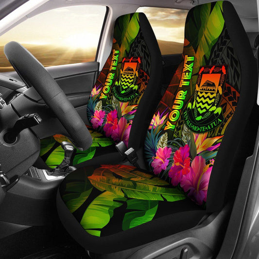 Tuvalu Polynesian Personalised Car Seat Covers -  Hibiscus and Banana Leaves