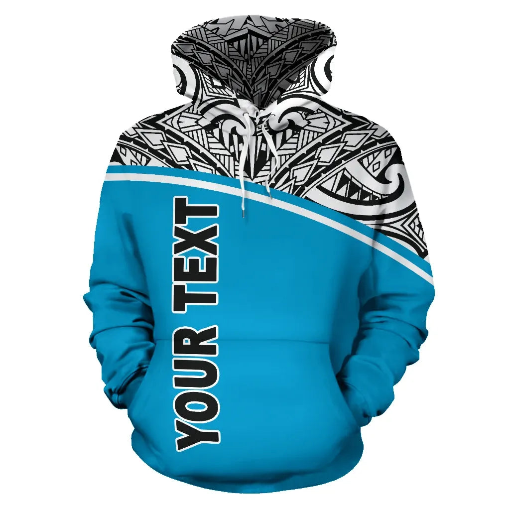 Tuvalu Polynesian Personalised Custom Hoodie Curve Blue