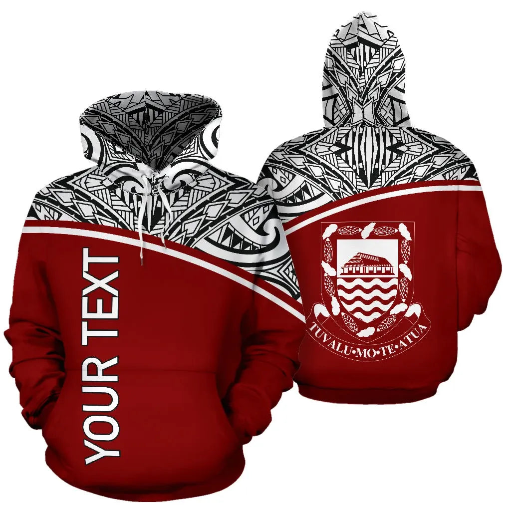 Tuvalu Polynesian Personalised Custom Hoodie Curve Red