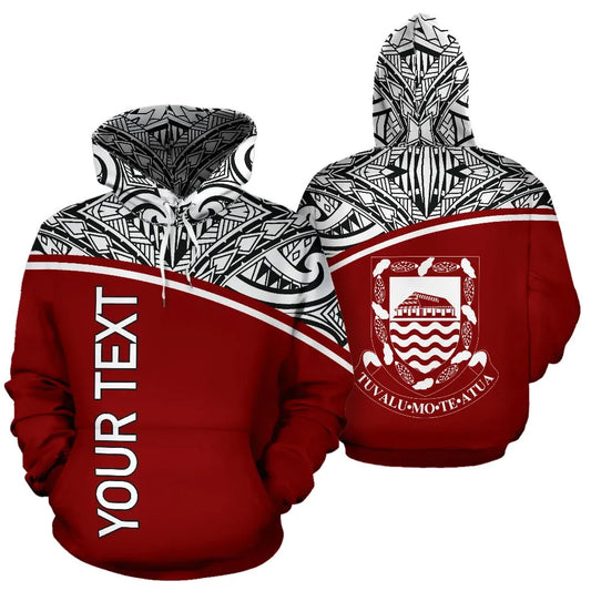 Tuvalu Polynesian Personalised Custom Hoodie Curve Red