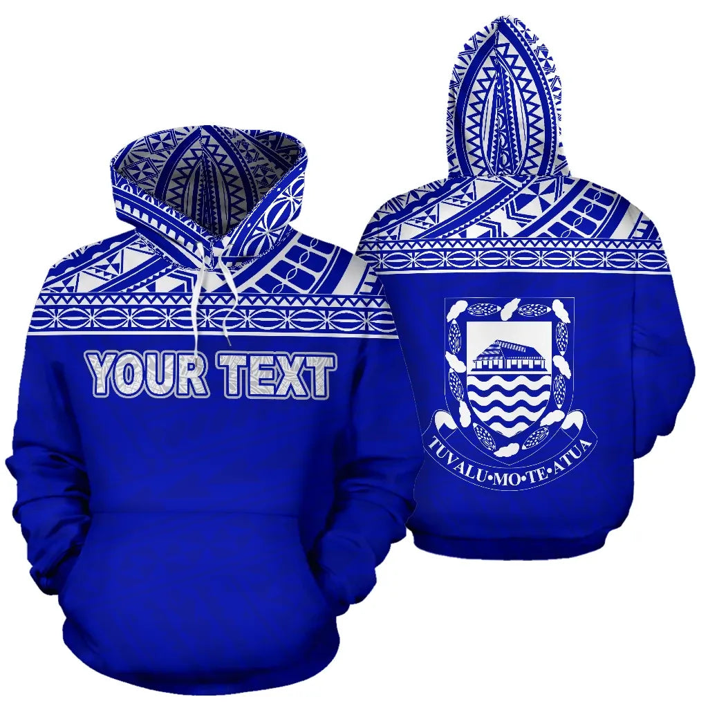 Tuvalu Polynesian Personalised Custom Hoodie Horizontal Blue