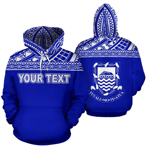 Tuvalu Polynesian Personalised Custom Hoodie Horizontal Blue