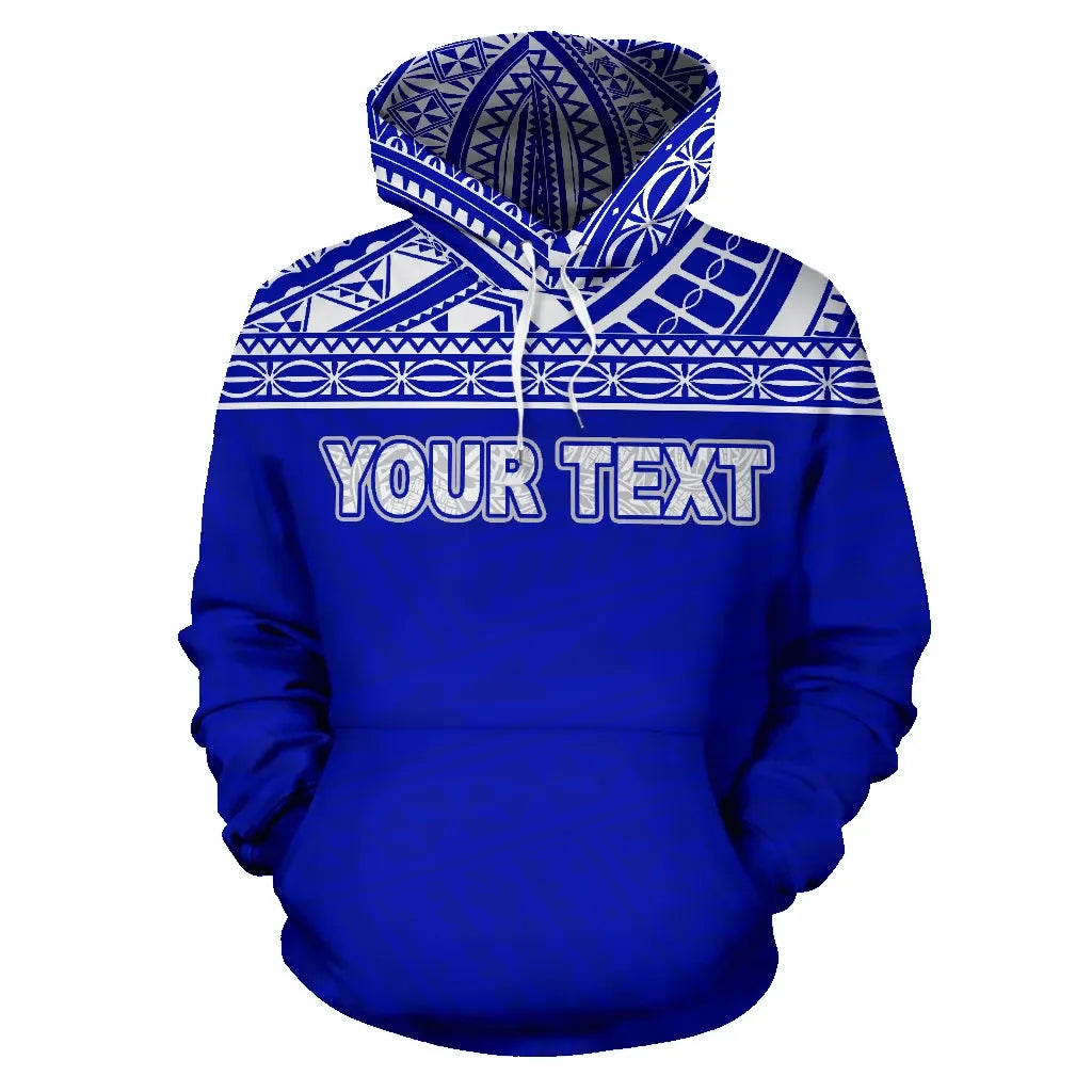 Tuvalu Polynesian Personalised Custom Hoodie Horizontal Blue