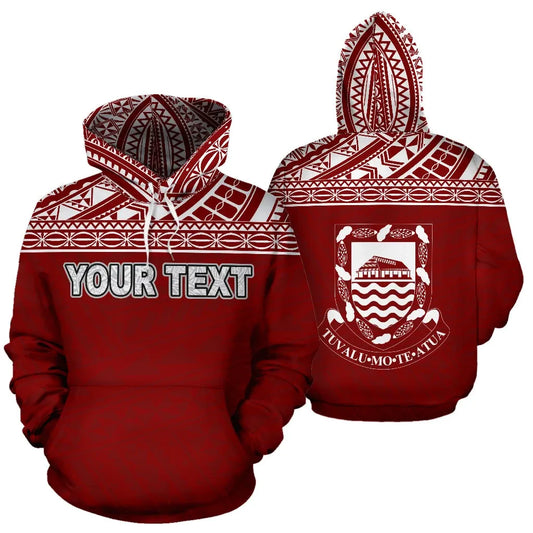 Tuvalu Polynesian Personalised Custom Hoodie Horizontal Red