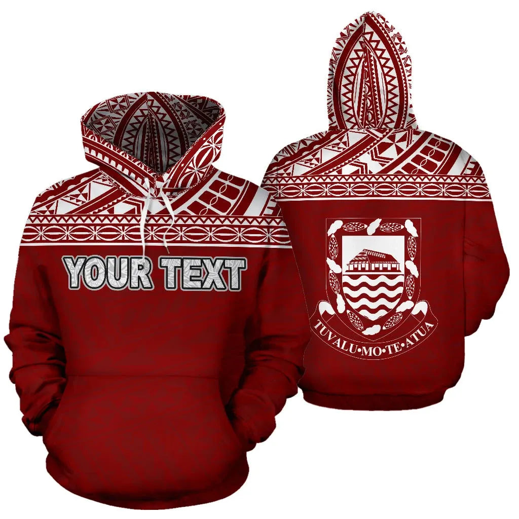 Tuvalu Polynesian Personalised Custom Hoodie Horizontal Red