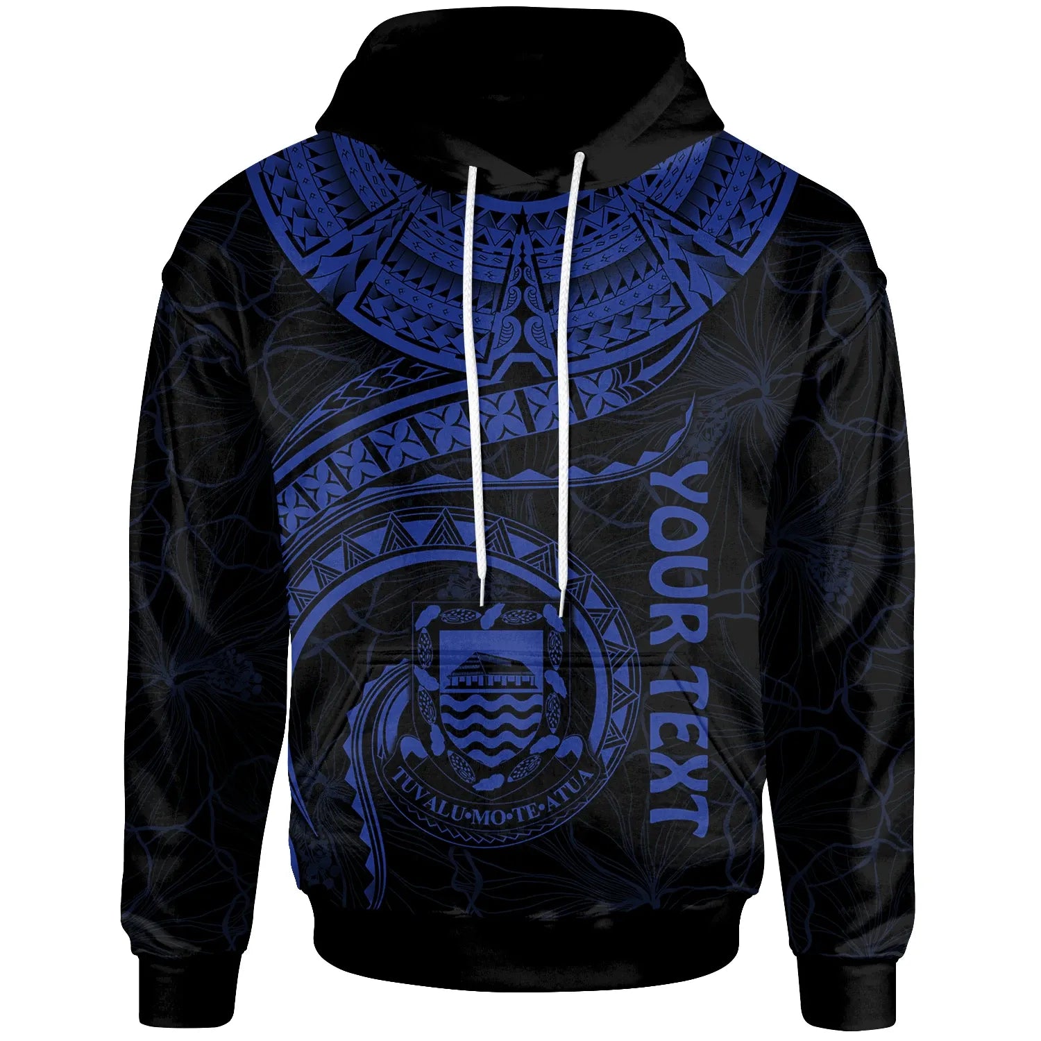 Tuvalu Polynesian Personalised Hoodie - Tuvalu Waves (Blue)