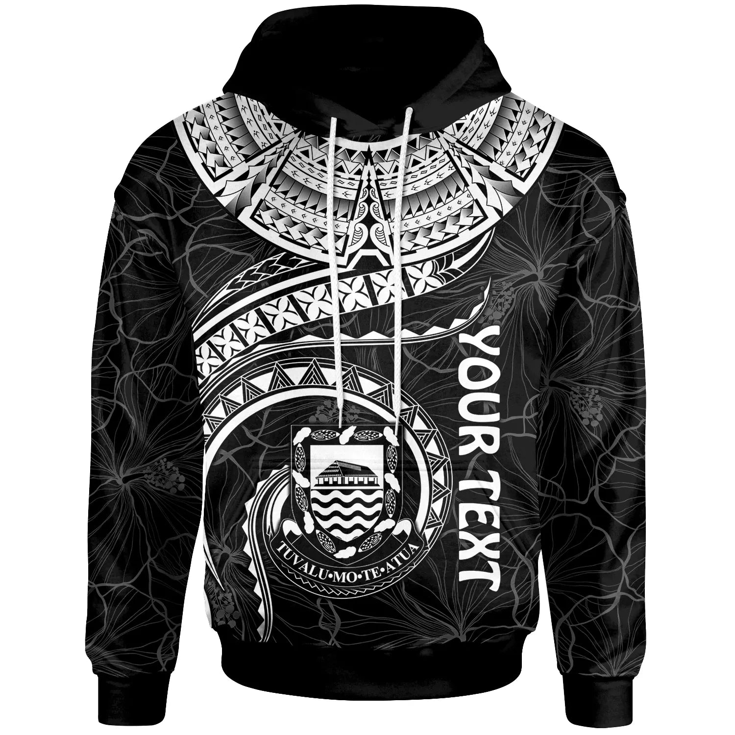 Tuvalu Polynesian Personalised Hoodie - Tuvalu Waves (White)