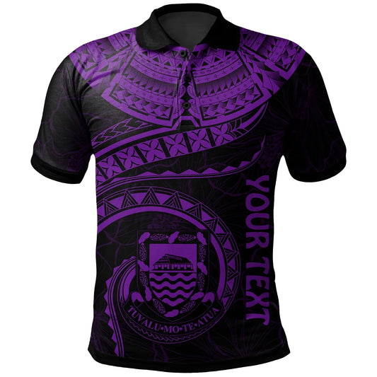 Tuvalu Polynesian Personalised Polo Shirt - Tuvalu Waves (Purple)