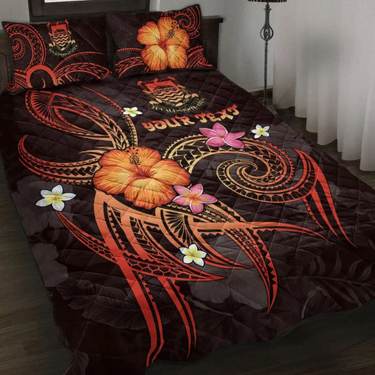 Tuvalu Polynesian Personalised Quilt Bed Set - Legend of Tuvalu (Red)