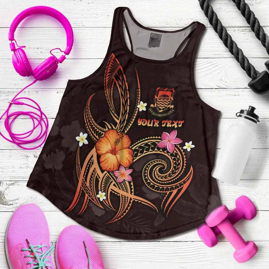 Tuvalu Polynesian Personalised Women Racerback Tank - Legend of Tuvalu (Red)