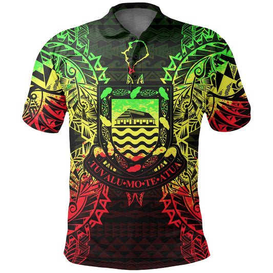 Tuvalu Polo Shirt - Tuvalu Coat Of Arms Map Polynesian Tattoo Reggae