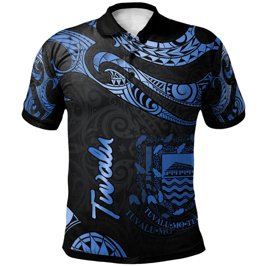 Tuvalu Polynesian Polo Shirt - Poly Tattoo Blue Version