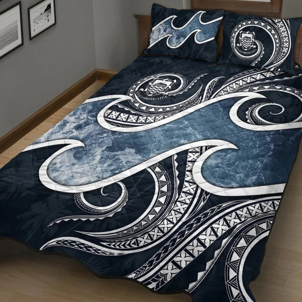 Tuvalu Polynesian Quilt Bed Set - Ocean Style Ver1