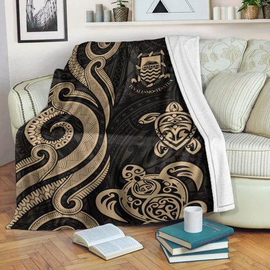 Tuvalu Premium Blanket - Gold Tentacle Turtle