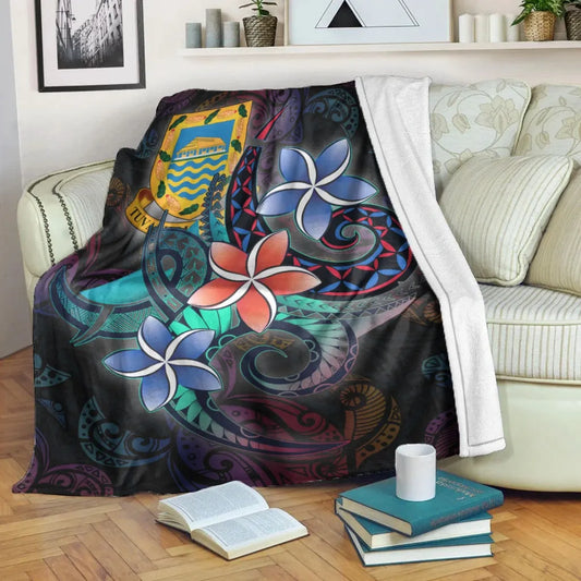 Tuvalu Premium Blanket - Plumeria Flowers Style