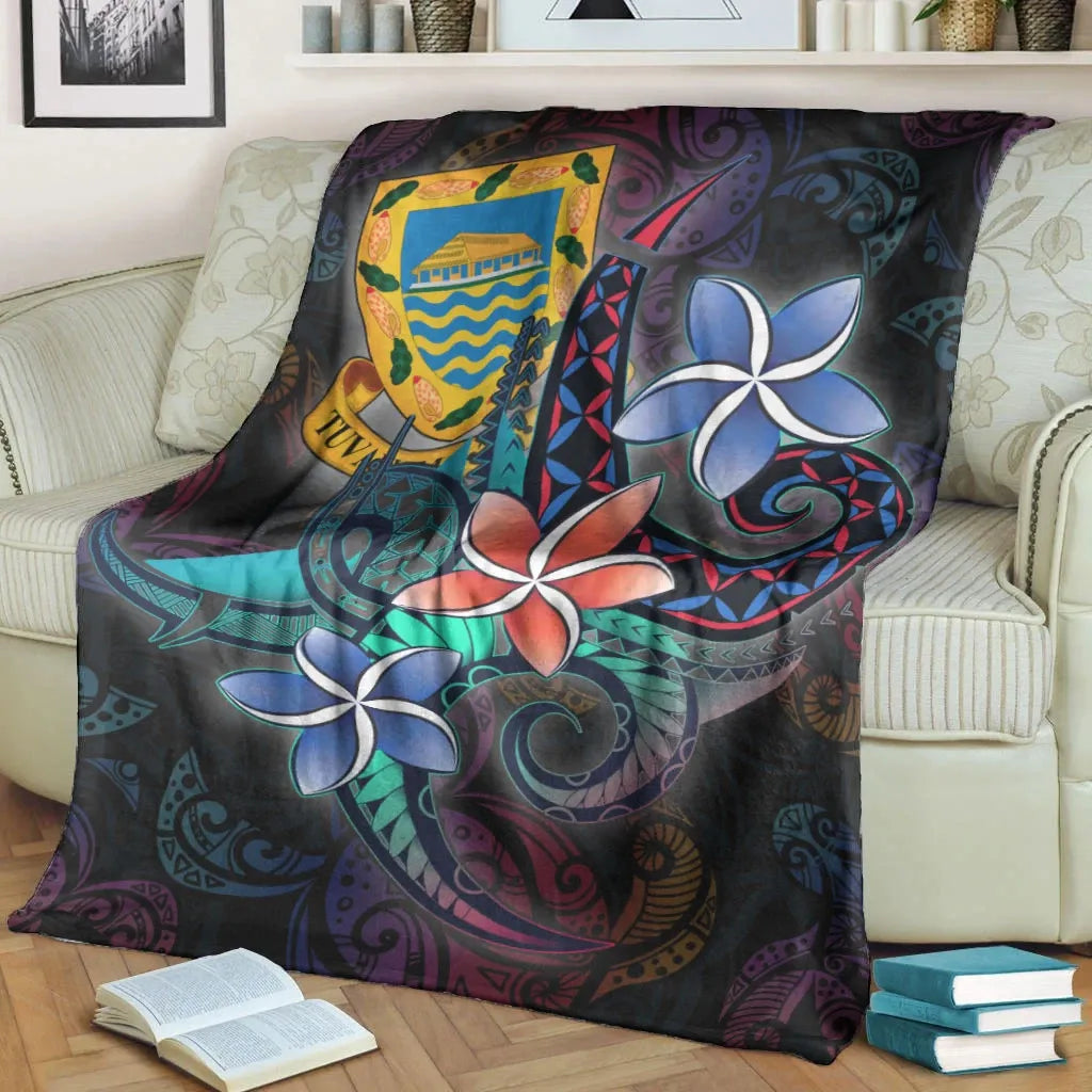 Tuvalu Premium Blanket - Plumeria Flowers Style