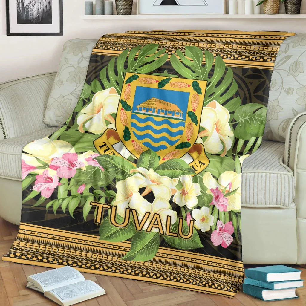 Tuvalu Premium Blanket - Polynesian Gold Patterns Collection