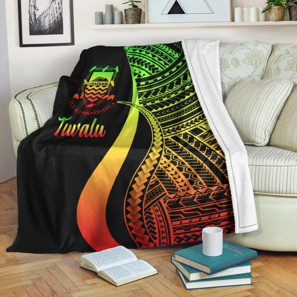 Tuvalu Premium Blanket - Reggae Polynesian Tentacle Tribal Pattern