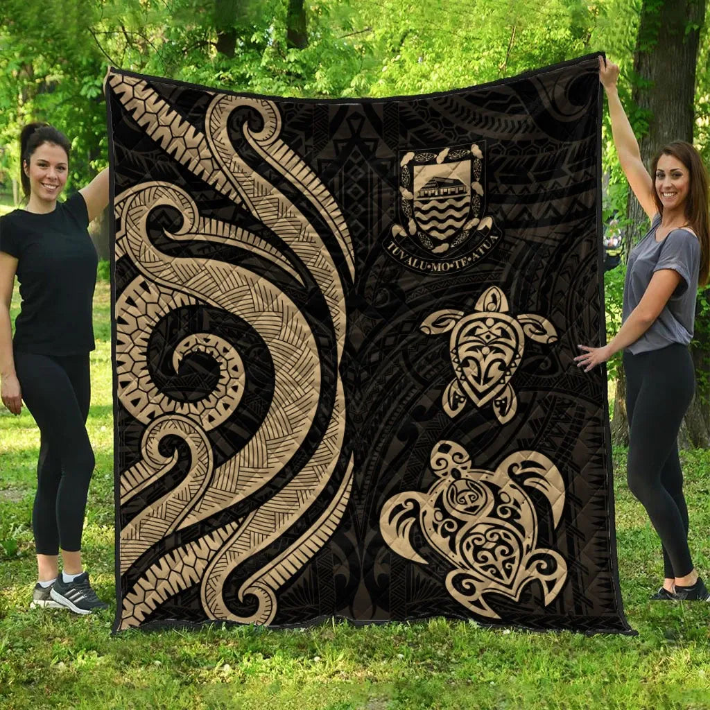 Tuvalu Premium Quilt - Gold Tentacle Turtle