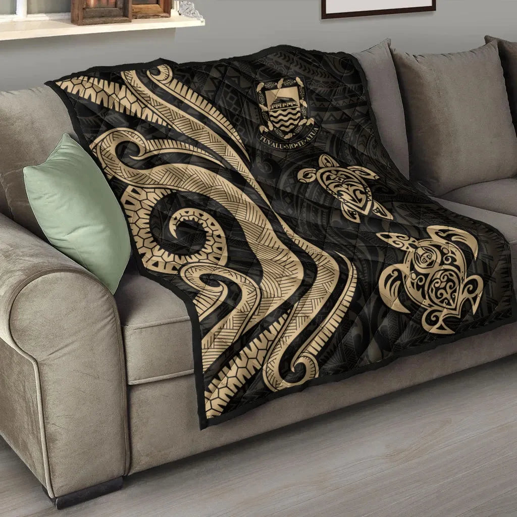 Tuvalu Premium Quilt - Gold Tentacle Turtle