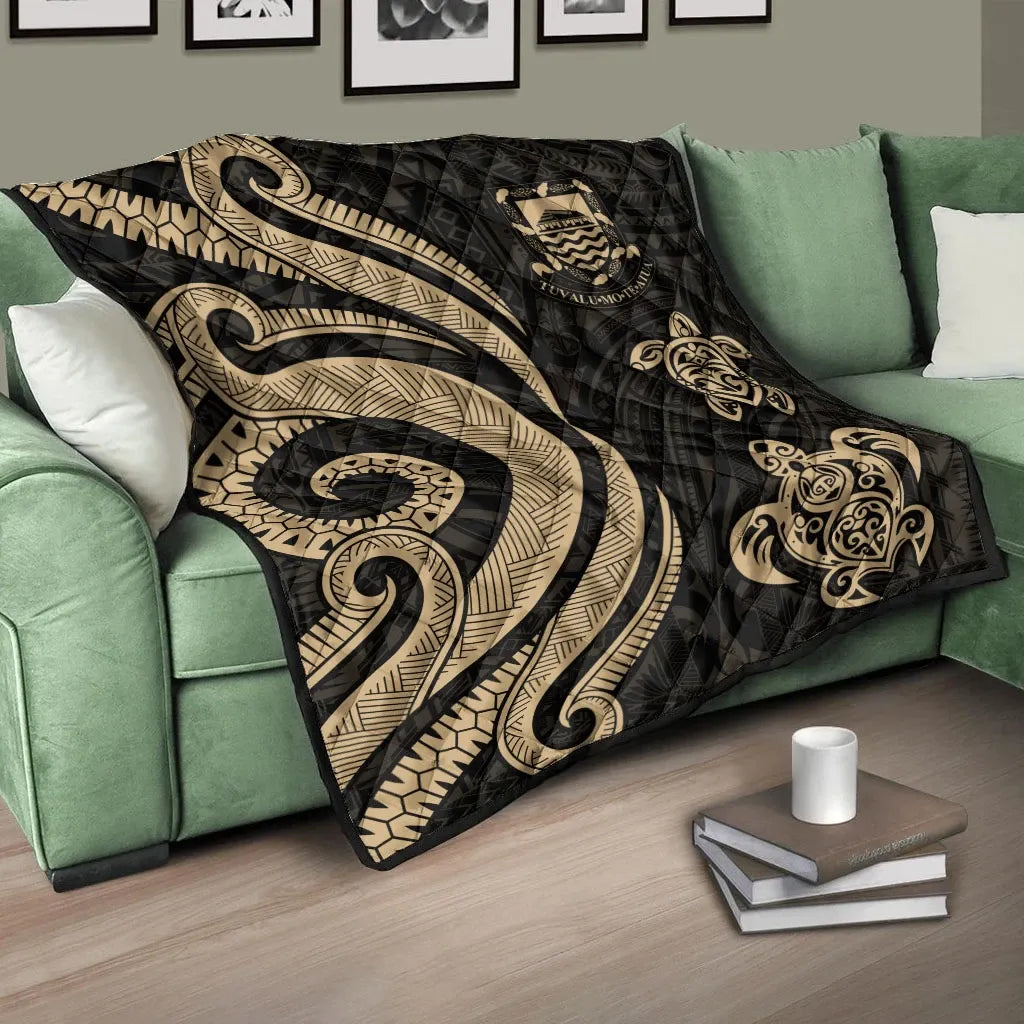 Tuvalu Premium Quilt - Gold Tentacle Turtle