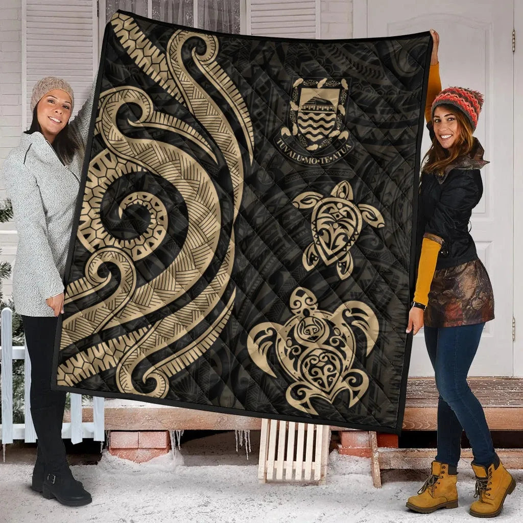 Tuvalu Premium Quilt - Gold Tentacle Turtle