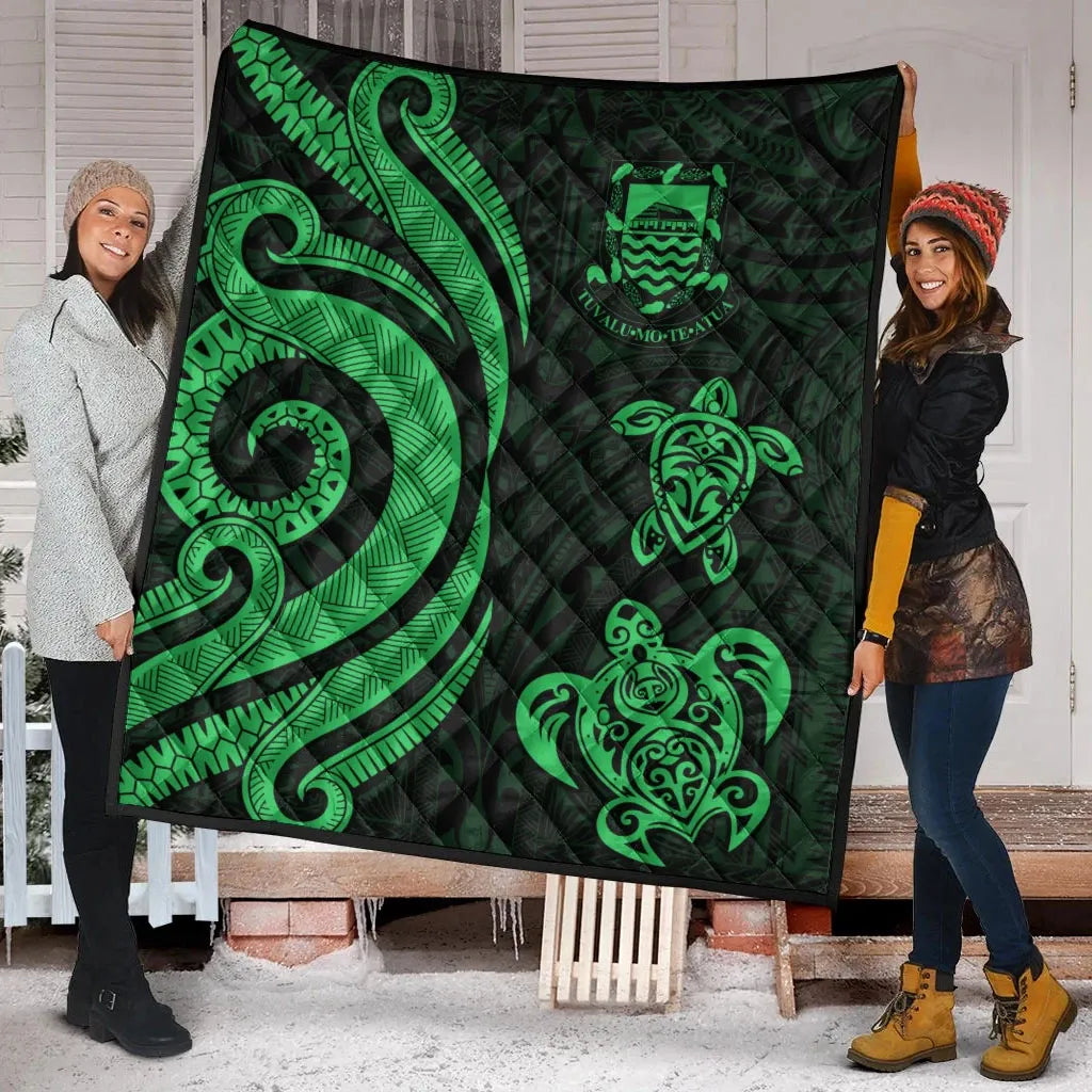 Tuvalu Premium Quilt - Green Tentacle Turtle