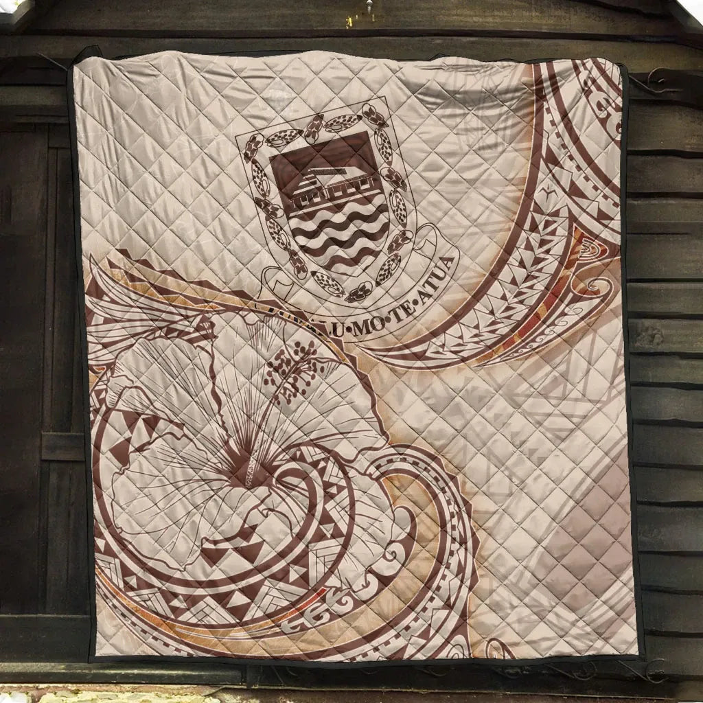 Tuvalu Premium Quilt - Hibiscus Flowers Vintage Style