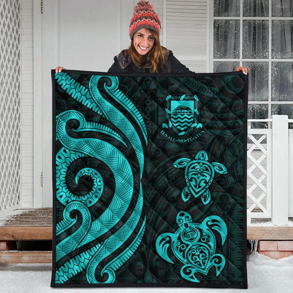 Tuvalu Premium Quilt - Turquoise Tentacle Turtle