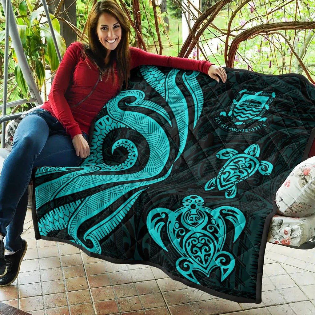Tuvalu Premium Quilt - Turquoise Tentacle Turtle