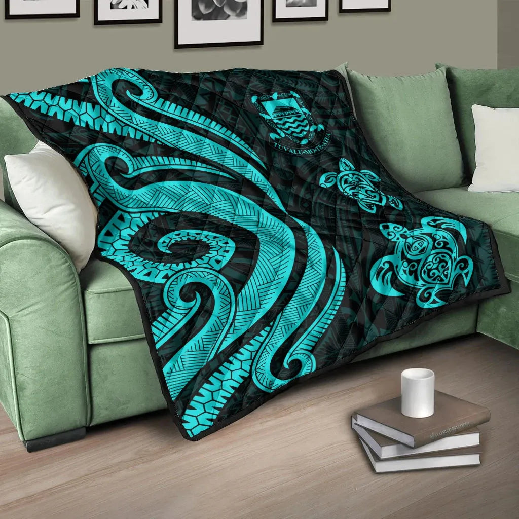 Tuvalu Premium Quilt - Turquoise Tentacle Turtle