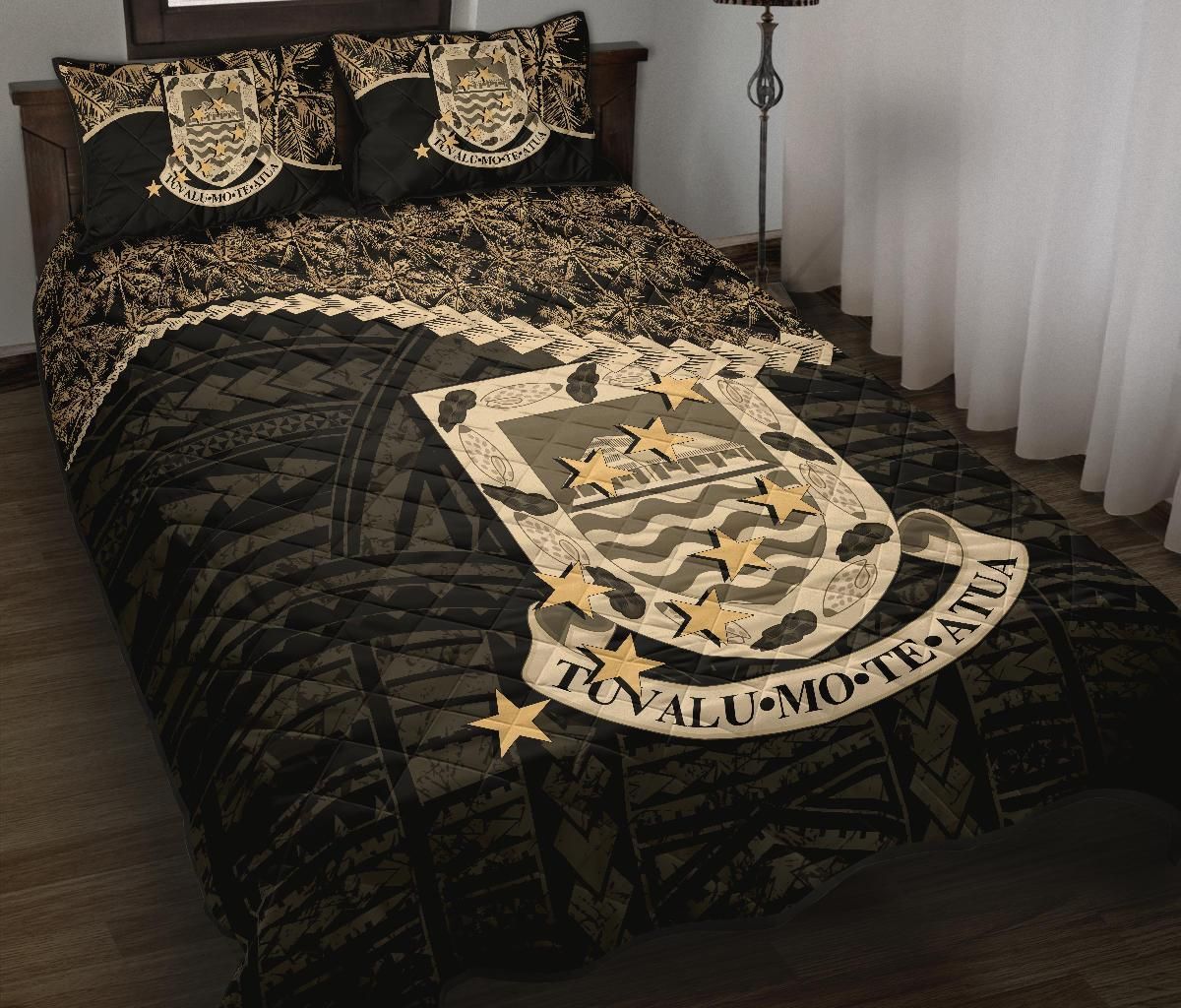 Tuvalu Polynesian Quilt Bed Set Golden Coconut