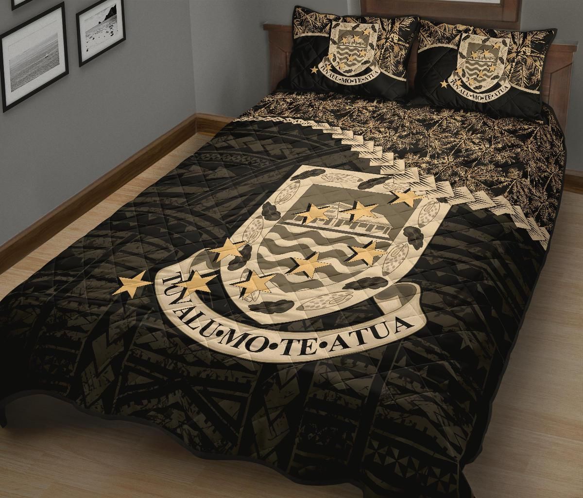 Tuvalu Polynesian Quilt Bed Set Golden Coconut