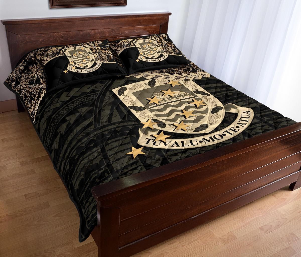 Tuvalu Polynesian Quilt Bed Set Golden Coconut