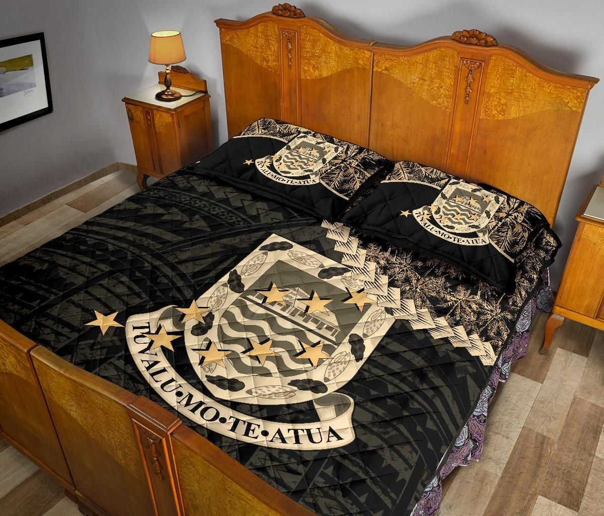 Tuvalu Polynesian Quilt Bed Set Golden Coconut