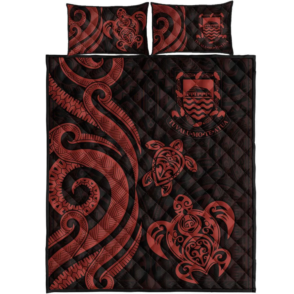 Tuvalu Quilt Bed Set - Red Tentacle Turtle