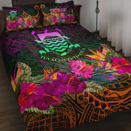 Tuvalu Quilt Bed Set - Summer Hibiscus