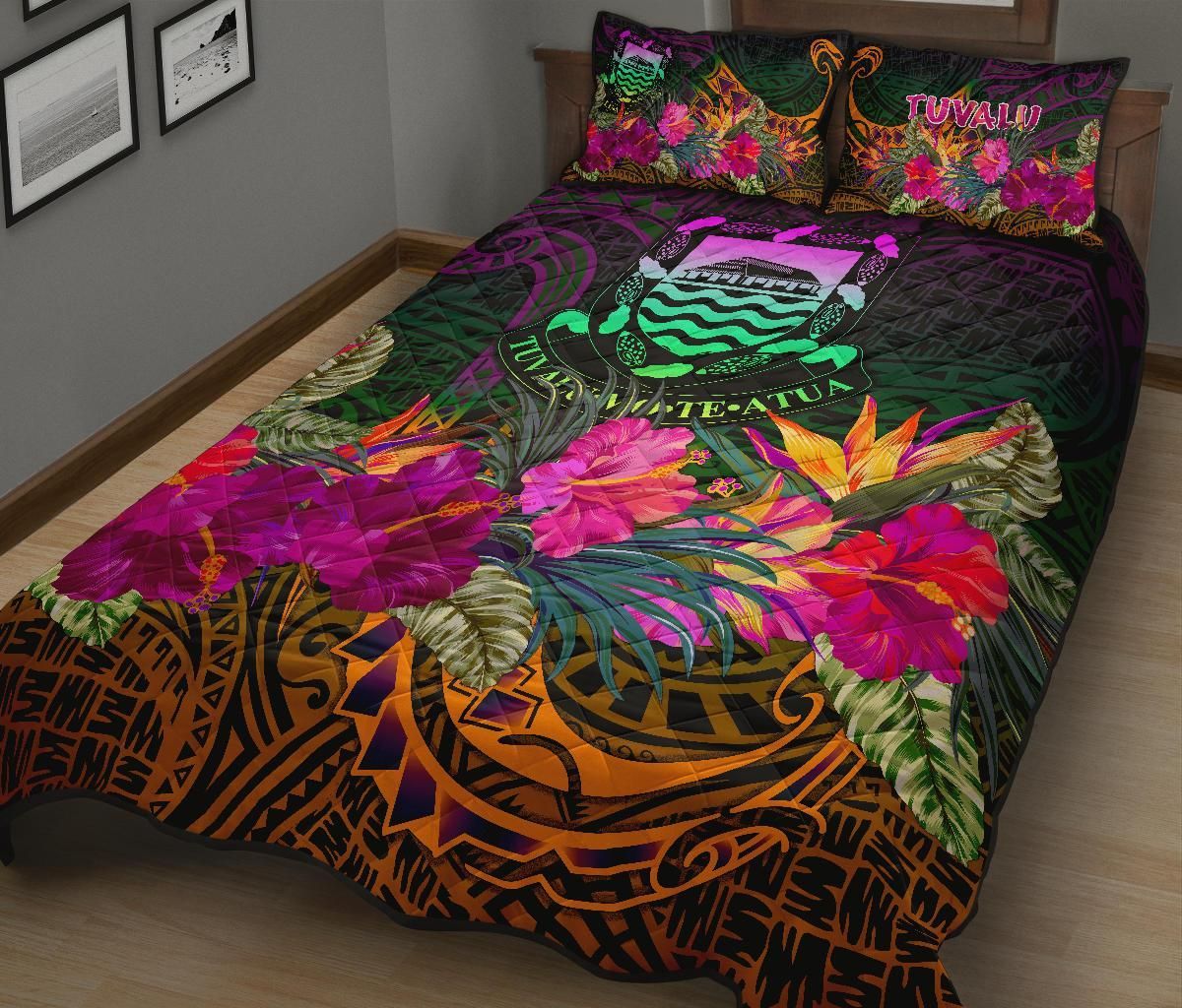 Tuvalu Quilt Bed Set - Summer Hibiscus