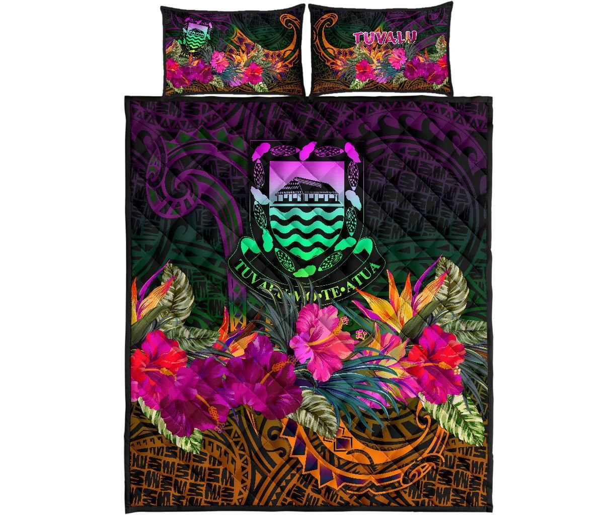Tuvalu Quilt Bed Set - Summer Hibiscus