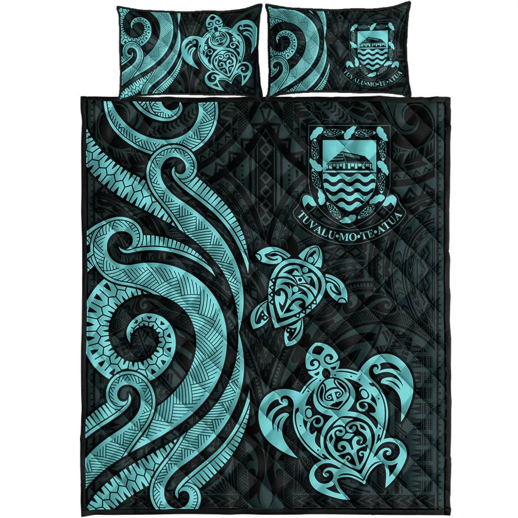 Tuvalu Quilt Bed Set - Turquoise Tentacle Turtle