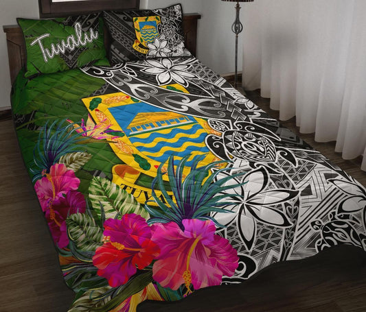 Tuvalu Quilt Bed Set - Turtle Plumeria Banana Leaf